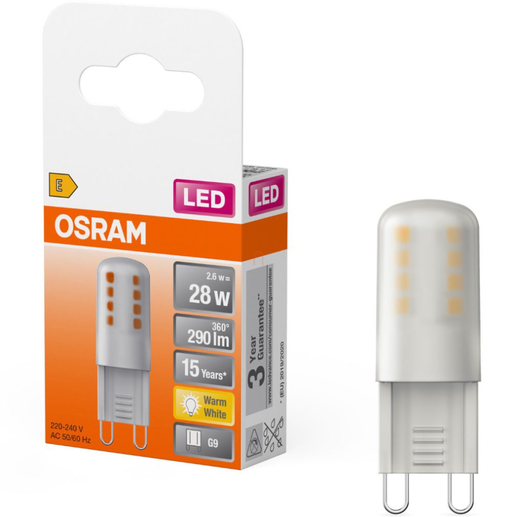 Osram G9 LED 2,6W, 290 lm, 2700 K, alb cald, aluminiu, plastic opal - înlocuiește becul de 25 W - Special Pin