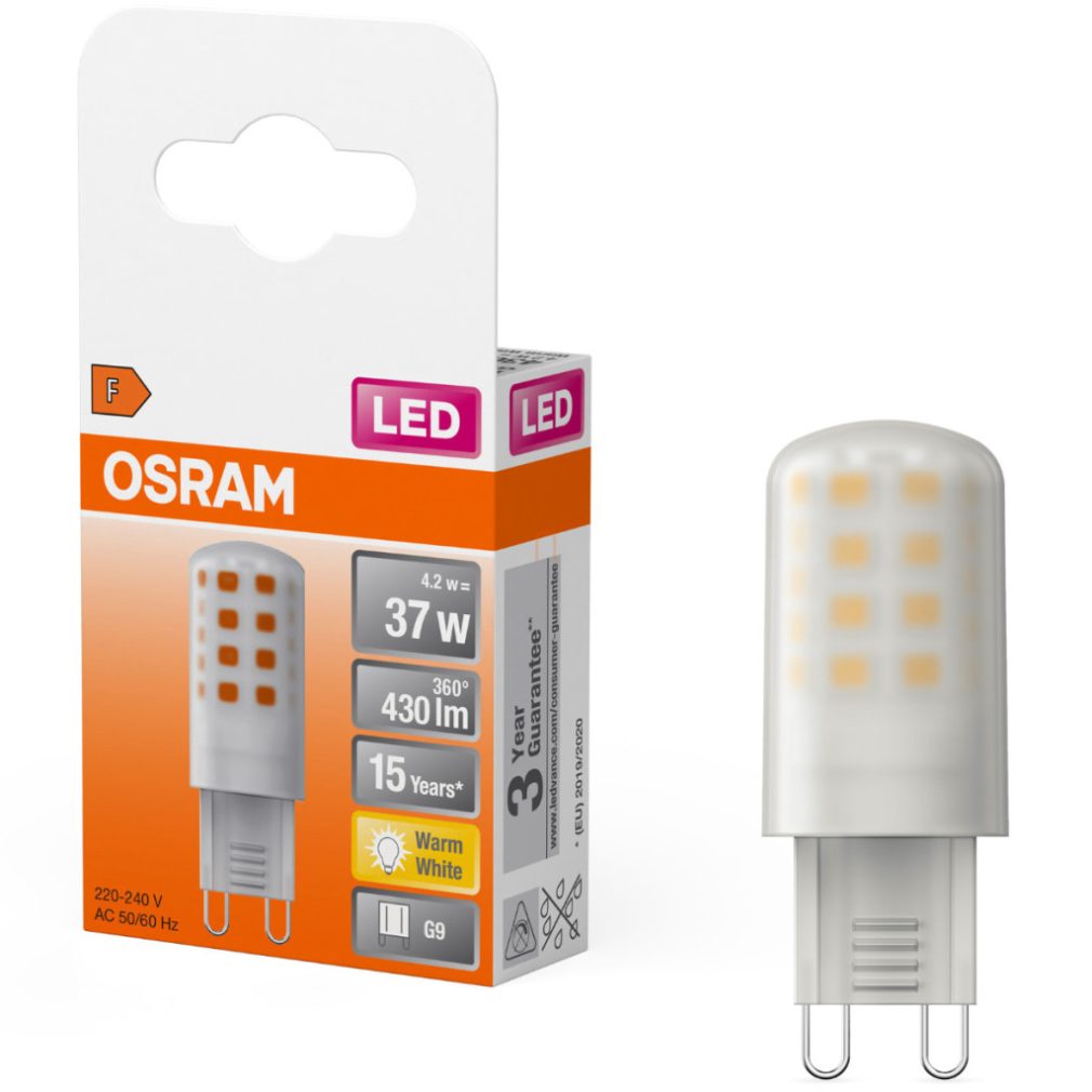 Osram G9 LED 4,2W, 430 lm, 2700 K, alb cald, aluminiu, plastic opal - înlocuiește becul de 35 W - Special Pin