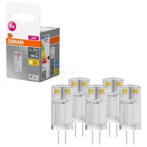   Osram G4 LED cu soclu cu pini, 0,9 W, 100 lm, 2700 K, alb cald, aluminiu, plastic - înlocuiește becul de 10 W, 5 bucăți, 5 bucăți - Soclu special cu pini transparent