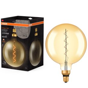   Osram E27 LED 4,8 W, 400 lm, 2200 K, lumină de lumânare, intensitate reglabilă, sticlă aurie - înlocuiește becul de 30 W - Vintage 1906 DIM Classic Globe Gold filament