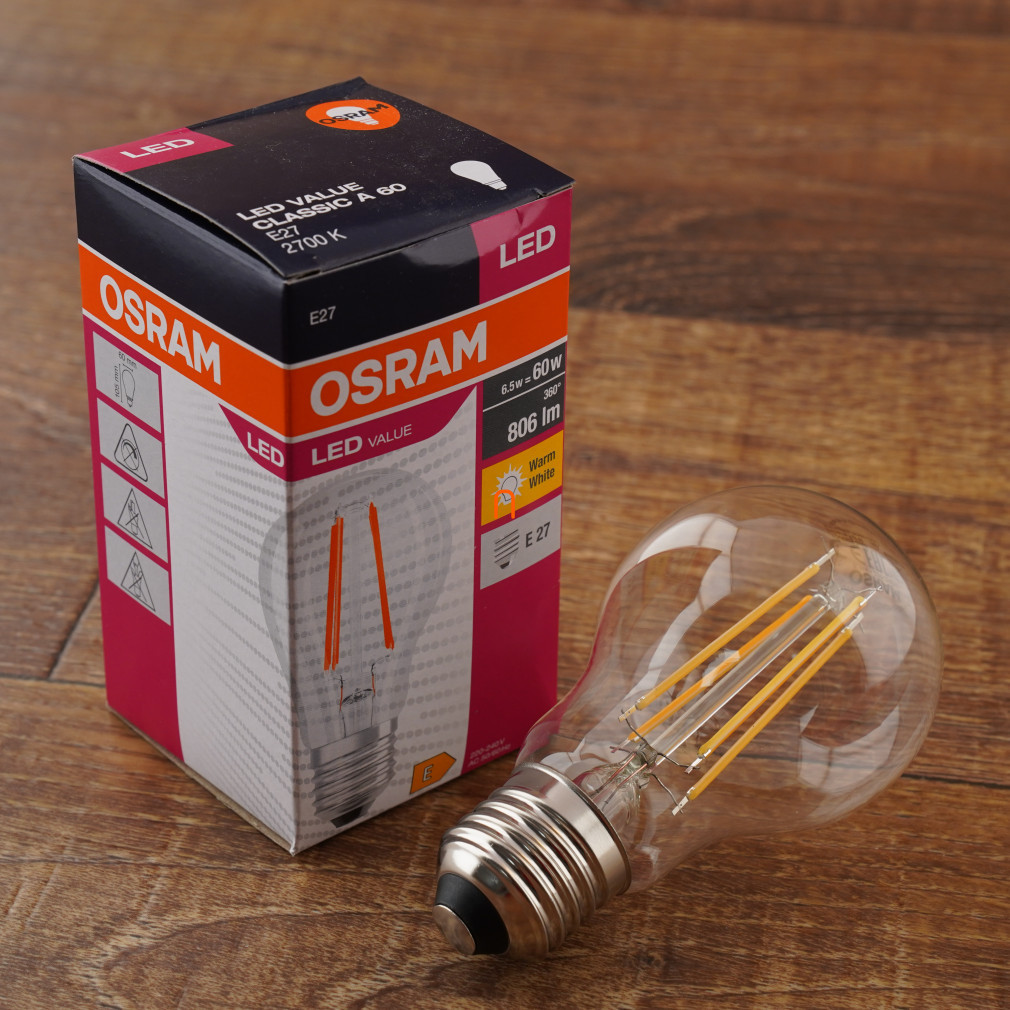 Osram E27 LED Value 6,5W 806lm 2700K alb cald 300° - înlocuiește becul de 60W