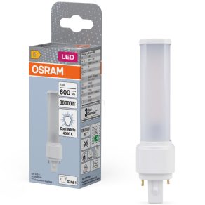   Tub LED Osram G24d-1 5 W, 600 lm, 4000 K, alb rece, plastic alb - înlocuiește tubul Dulux D10 EM de 13 W