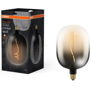   Osram E27 LED 4,5 W, 150 lm, 1800 K, lumină de lumânare, sticlă fumurie - înlocuiește becul de 15 W - Vintage 1906 Classic Oval 170 Filament fumuriu