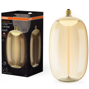   Osram E27 LED 12W, 500 lm, 1800 K, lumină de lumânare, intensitate reglabilă, plastic chihlimbar - înlocuiește becul de 40 W - Magnetic Vintage dim Classic Elipse/Oval WG200 Filament chihlimbar