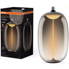   Osram E27 LED 12W, 300 lm, 1800 K, lumină de lumânare, intensitate reglabilă, plastic de culoare fumurie - înlocuiește becul de 25 W - Magnetic Vintage dim Classic Elipse/Oval WG200 Filament fumuriu