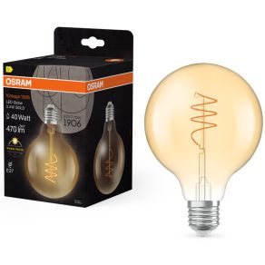   Osram E27 LED Vintage, 3,4 W, 470 lm, 2700 K, alb cald, sticlă aurie - înlocuiește becul de 40 W - Vintage 1906 Classic G95 Gold