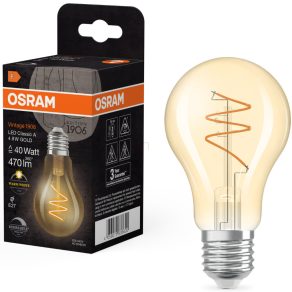   Osram E27 LED Vintage, 4,9 W, 470 lm, 2700 K, alb cald, cu intensitate reglabilă, sticlă aurie - înlocuiește becul de 40 W - Vintage 1906 Classic A60 Gold