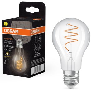   Osram E27 LED Vintage, 3,4 W, 470 lm, 2700 K, alb cald, sticlă translucidă - înlocuiește becul de 40 W - Vintage 1906 Classic A60