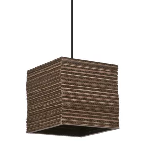   Ledvance Decor Cardboard Square – Lampă suspendată din carton maro cu soclu E27, care creează o atmosferă naturală și caldă, realizată dintr-un material durabil