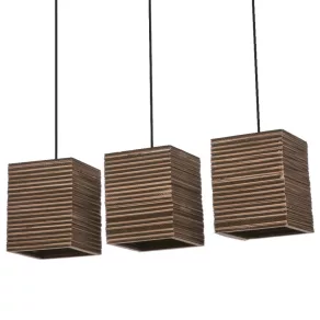   Ledvance Decor Cardboard Square – Lampă decorativă suspendată din carton, cu 3 socluri E27, de culoare maro, IP20