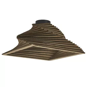   Ledvance Decor Cardboard Square – Lampă de tavan pătrată, din carton, de culoare maro, cu soclu E27, IP20, 400x400x225 mm