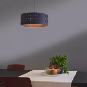   Ledvance Decor Felt Weaving – Lampă decorativă suspendată din pâslă, cu diametrul de 480 mm, abajur țesut de culoare gri închis, 3 socluri E27, efect luminos unic