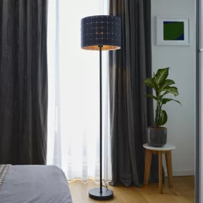   Ledvance Decor Felt Weaving – Lampă de podea elegantă, de culoare gri închis, din pâslă, cu abajur țesut, cu lumină caldă, soclu E27, 1560 mm