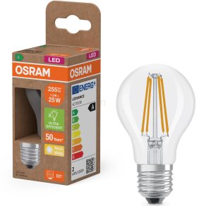   Osram E27 LED glob mic, 1,2 W, 255 lm, 2700 K, alb cald, sticlă transparentă - înlocuiește becul de 25 W - Superstar+ Classic P filament