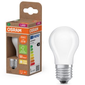   Osram E27 LED glob mic, 1,2 W, 255 lm, 2700 K, alb cald, sticlă opală - înlocuiește becul de 25 W - Superstar+ Classic P