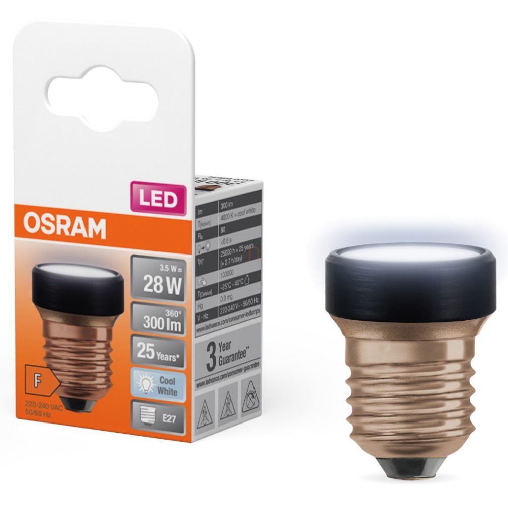 Osram E27 LED 3,5W, 300 lm, 4000 K, alb rece, opal, plastic negru - înlocuiește becul de 25 W - Star Flat