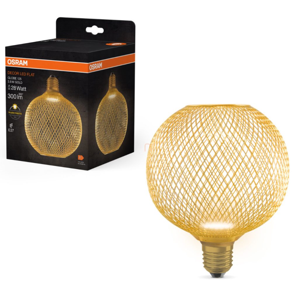 Osram E27 LED 3,5W, 300 lm, 2700 K, alb cald, auriu, plastic opal - înlocuiește becul de 25 W - Decor LED Flat Globe