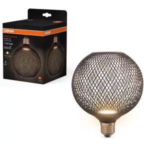   Osram E27 LED 3,5 W, 300 lm, 2700 K, alb cald, opal, plastic negru - înlocuiește becul de 25 W - Decor LED Flat Globe
