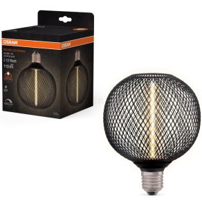   Osram E27 LED 3,5 W, 110 lm, 1800 K, lumină de lumânare, intensitate reglabilă, sticlă neagră - înlocuiește becul de 10 W - Star+ Deco Globe DIM filament