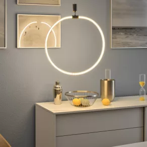   Ledvance Decor Aura Pendant Vert – Lampă decorativă suspendată cu LED, 18 W, 3000 K (alb cald), 2000 lm, reglare a intensității luminoase Click DIM, gri închis, IP20