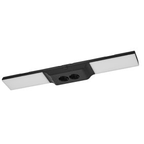   Ledvance Undercabinet Socket Flood – Kit de iluminat pentru mobilier fără ramă, cu lumină albă caldă 3000K, 10W, 500lm, reglabilă, cu 2 prize UE și 2 porturi USB-C, de culoare neagră