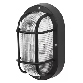   Lampă de bord cu grilaj de protecție, negru - Osram Bulkhead Essential Oval, cu 1 soclu E27, 220-240 V