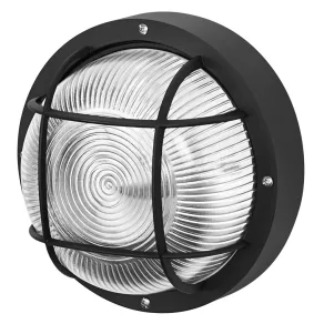   Lampă de bord cu grilaj de protecție, negru - Osram Bulkhead Essential Round, cu 1 soclu E27, 220-240 V