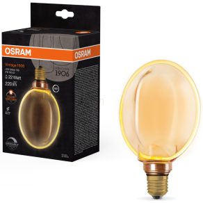   Osram E27 LED 4W, 220 lm, 1800 K, lumină de lumânare, intensitate reglabilă, sticlă aurie - înlocuiește becul de 20 W - Vintage 1906 DIM Classic Globe130 Filament auriu