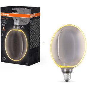   Osram E27 LED 4W, 110 lm, 1800 K, lumină de lumânare, intensitate reglabilă, sticlă fumurie - înlocuiește becul de 10 W - Vintage 1906 DIM Classic Globe183 Filament fumuriu