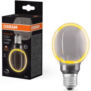  Osram E27 LED 4W, 110 lm, 1800 K, lumină de lumânare, reglabilă, sticlă fumurie - înlocuiește becul de 10 W - Vintage 1906 DIM Classic Globe80 Filament fumuriu
