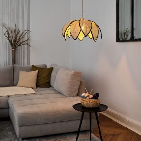   Lampă suspendată din ratan, în formă de floare de lotus, 48 cm - Osram Decor Rattan Lotus, cu soclu 1xE27, 220-240 V