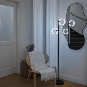   Lampă de podea LED cu intensitate reglabilă, 152 cm - Osram Decor Circle, 3000/4000/6500 K, 930 lm, temperatură de culoare reglabilă, 17 W, cablu de 1,8 metri, 220-240 V