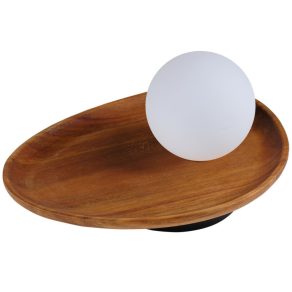   Lampă de masă din lemn cu glob din sticlă, 13,5 cm - Osram Decor Acacia Nest, cu soclu 1xG9, cablu de 1,8 metri, 220-240 V