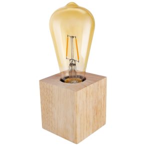   Lampă de masă din lemn cu model în carouri Vintage 1906 Edison, 19,5 cm - Osram Vintage 1906 Edison, 1xE27 soclu, cablu de 1,2 metri, 220-240 V