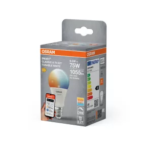   Osram Smart+ Matter Classic E27 LED, 9,5 W, 1055 lm, 2700-6500 K, cu intensitate reglabilă
