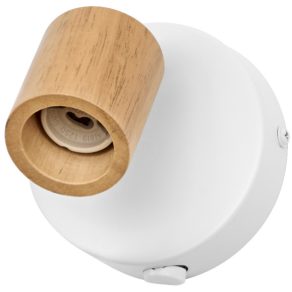   Osram LED Spot Brick 1xGU10 – Mennyezeti spotlámpa fehér/fa kivitelben, állítható fejjel, kapcsolóval, cserélhető 5W GU10 izzófoglalattal