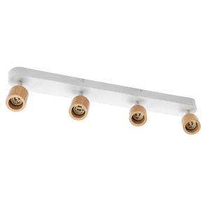   Osram LED Spot Brick 4xGU10 - Mennyezeti lámpa fehér és fa dekorációval, 4 állítható spotfejjel, GU10 foglalattal, max. 5W