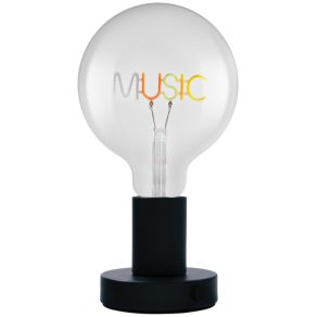   Ledvance Vintage 1906 Letter Table – Lampă de masă din metal negru/sticlă, cu soclu E27, bec decorativ cu inscripția „MUSIC” în neon, 1,2 W, 80 lm