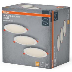  Osram LED spot and downlight recess slim – Mennyezeti süllyesztett LED lámpa 2000 lm, 22W, 3000K melegfehér, 120° sugárzási szög, fehér kivitel