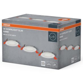   Osram Recess Slim – LED süllyeszthető mennyezeti spot lámpa 85mm, beépített meghajtóval, 240lm, 4000K hűvös fehér, 120° sugárzási szög, IP20