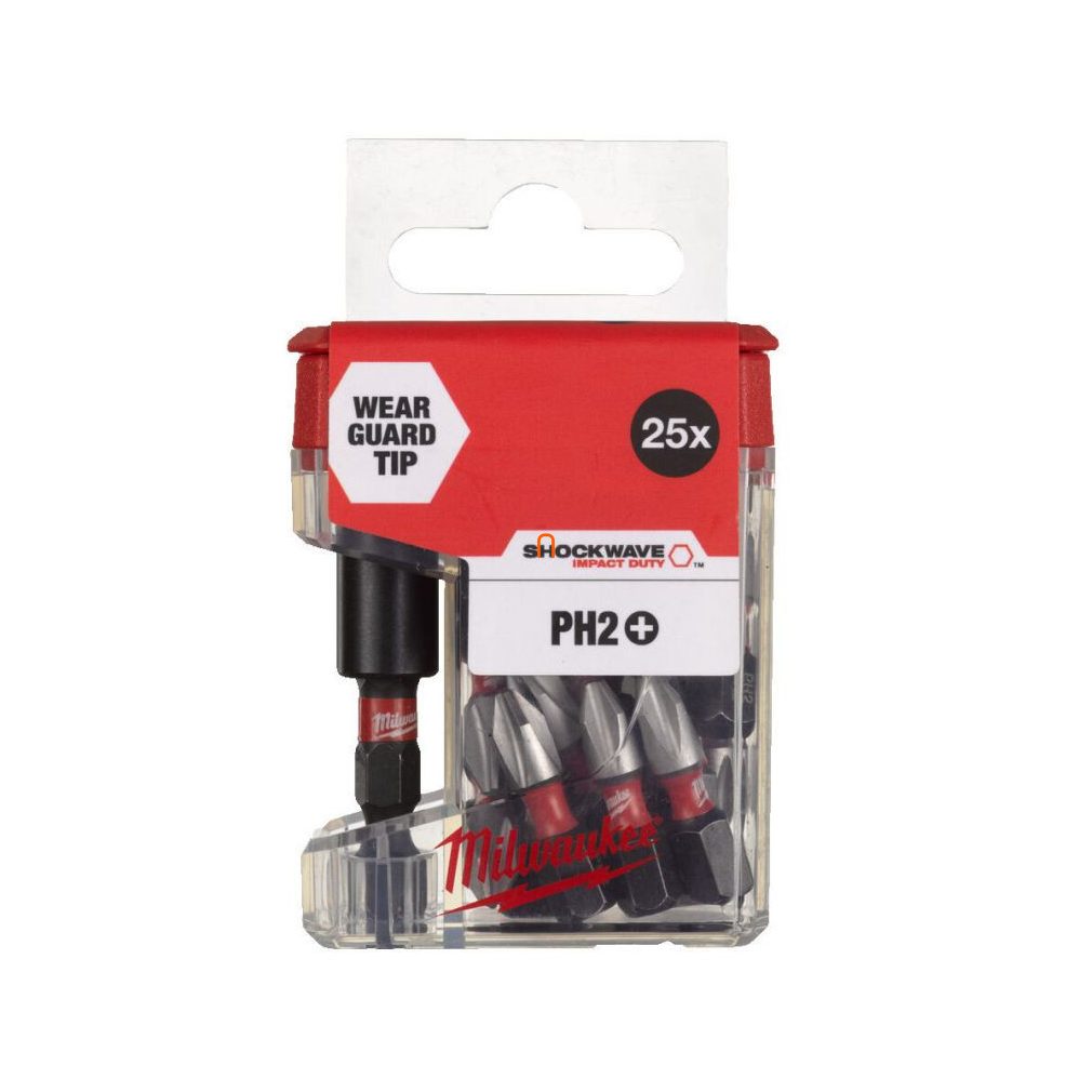 Set de biți Milwaukee PH2 cu suport pentru biți de 25 mm, 26 piese (4932479856)