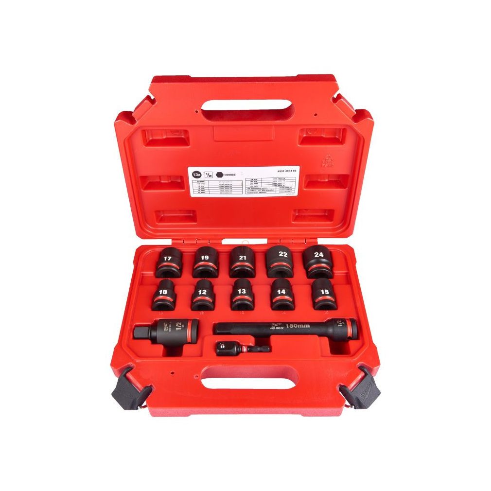 Milwaukee 1/2 coll Chei tubulare hexagonale, scurte, pentru mașini - set de 13 piese 4932480456