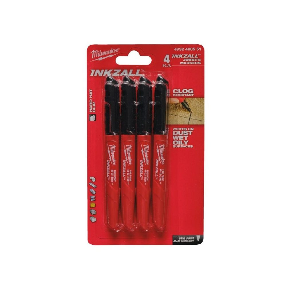 Milwaukee INKZALL set de markere din pâslă, 4 bucăți, negru 4932480551