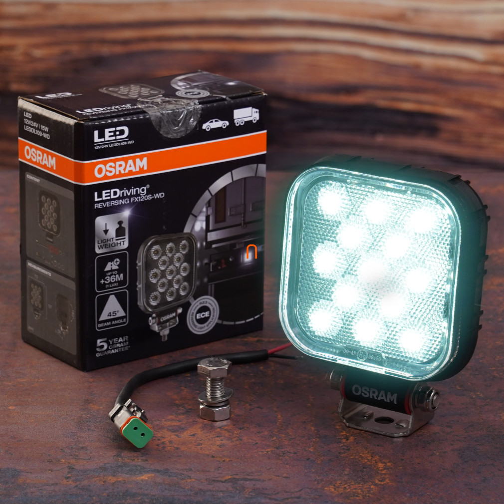 OSRAM LEDriving Reversing FX120S-WD, lumină de mers înapoi omologată ECE R23, 13 LED-uri, 1100 lumeni, distanță de iluminare 36 m, IP69K, LEDDL109-WD
