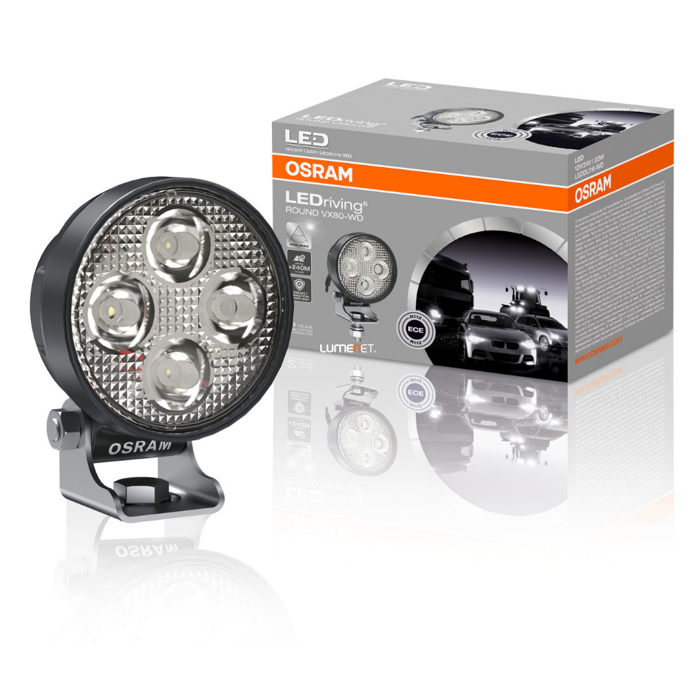 Osram LEDriving Lightbar Round VX80-WD LEDDL119-WD 12/24V 22W Lampă de condus suplimentară cu LED Wide Beam