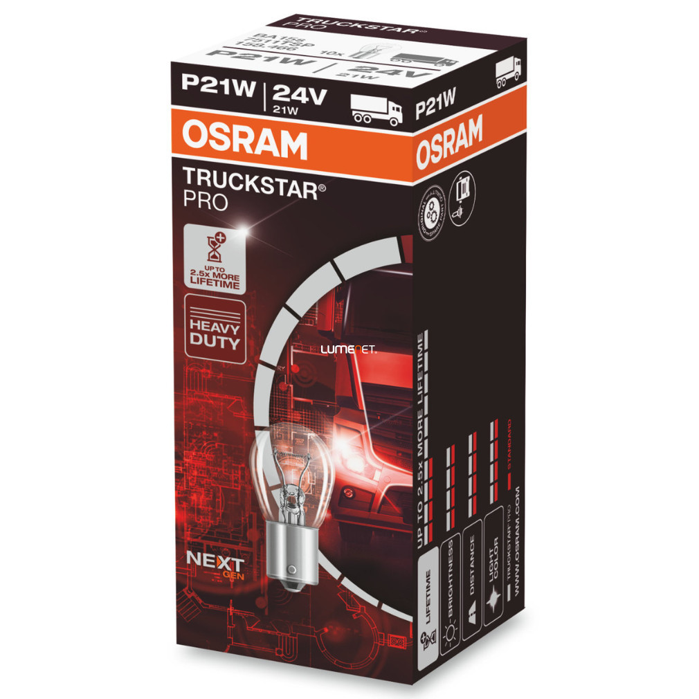 Osram Truckstar Pro 24V P21W bec de semnalizare, 10 buc/pachet