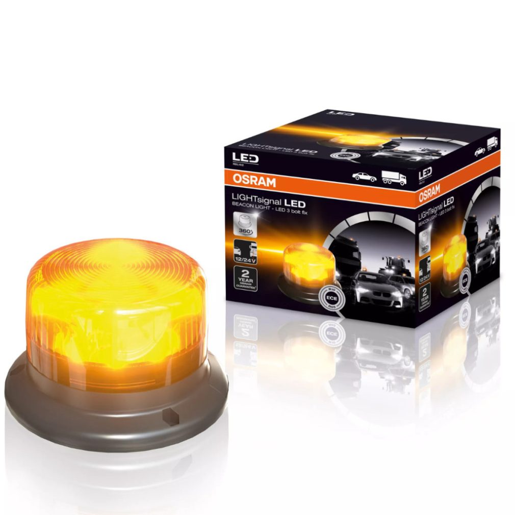 OSRAM LIGHTsignal LED Beacon Light lumină de semnalizare profesională cu rotire la 360°, LED galben ambră, intermitent galben 12-24 V, Light Signal, RBL102
