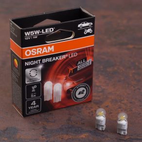   Bec indicator LED legal Osram Night Breaker W5W, temperatură de culoare 5700K, polaritate universală, soclu W2.1x9.5d, utilizabil legal pe drumurile publice, 2825DWNB, 2 bucăți/pachet