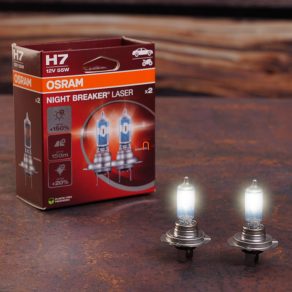   Bec halogen pentru faruri Osram Night Breaker Laser H7, 12 V, 55 W, 1500 lumeni, PX26d, luminozitate de până la 150%, 64210NL-2HB, 2 buc./pachet