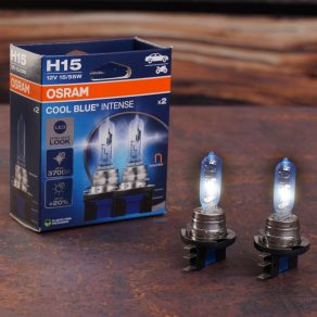   Bec halogen Osram Cool Blue® Intense (Next Gen) H15 pentru faruri, cu luminozitate crescută cu până la 20%, aspect LED, lumină albă intensă, 12 V, 15/55 W, până la 3700 K, 64176CBN-2HB 2 bucăți/pachet